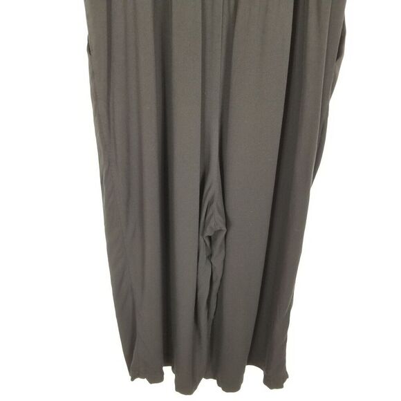 Torrid Women Plus Rayon Slub Tie Front Jumpsuit Cropped Size L Black Sleeveless - Picture 6 of 8